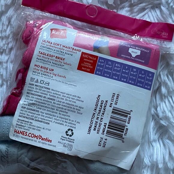 Hanes Briefs Underwear High Rise Full Coverage 3 Pair Total New in Pack Size M 6 - Picture 4 of 5